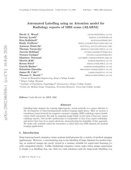 Automated Labelling using an Attention model for Radiology reports of
  MRI scans (ALARM)