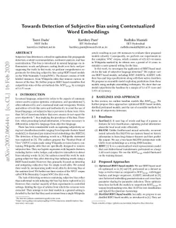 Towards Detection of Subjective Bias using Contextualized Word
  Embeddings