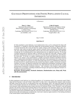 Gaussian Prepivoting for Finite Population Causal Inference