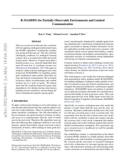 R-MADDPG for Partially Observable Environments and Limited Communication