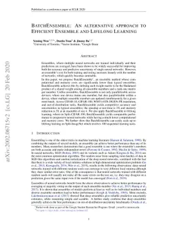 BatchEnsemble: An Alternative Approach to Efficient Ensemble and
  Lifelong Learning