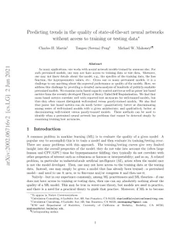 Predicting trends in the quality of state-of-the-art neural networks
  without access to training or testing data