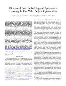 Directional Deep Embedding and Appearance Learning for Fast Video Object
  Segmentation