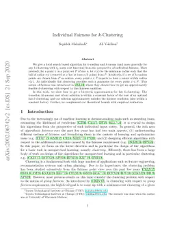 Individual Fairness for $k$-Clustering