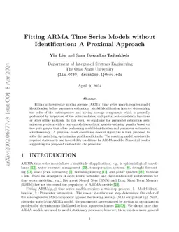 Fitting ARMA Time Series Models without Identification: A Proximal
  Approach