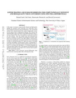 Lifter Training and Sub-band Modeling for Computationally Efficient and
  High-Quality Voice Conversion Using Spectral Differentials