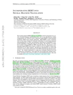 Incorporating BERT into Neural Machine Translation