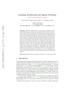Learning Architectures for Binary Networks