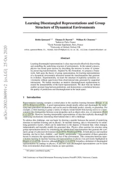 Learning Group Structure and Disentangled Representations of Dynamical
  Environments