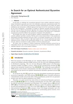 In Search for an Optimal Authenticated Byzantine Agreement