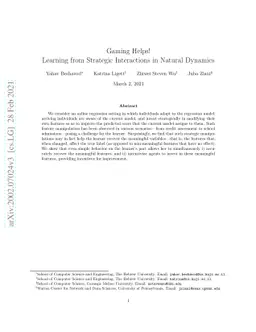 Gaming Helps! Learning from Strategic Interactions in Natural Dynamics