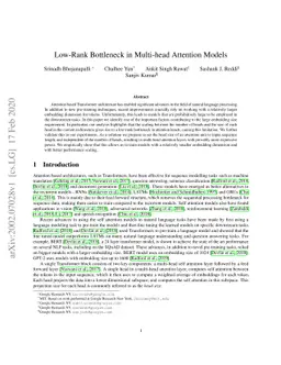 Low-Rank Bottleneck in Multi-head Attention Models