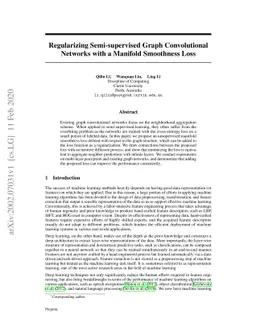 Regularizing Semi-supervised Graph Convolutional Networks with a
  Manifold Smoothness Loss
