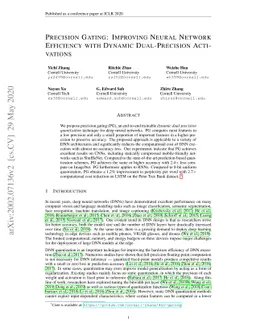 Precision Gating: Improving Neural Network Efficiency with Dynamic
  Dual-Precision Activations