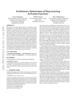 Evolutionary Optimization of Deep Learning Activation Functions