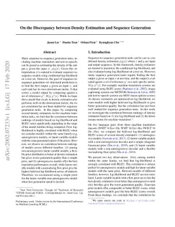 On the Discrepancy between Density Estimation and Sequence Generation
