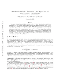 Statistically Efficient, Polynomial Time Algorithms for Combinatorial
  Semi Bandits