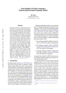 From English To Foreign Languages: Transferring Pre-trained Language
  Models