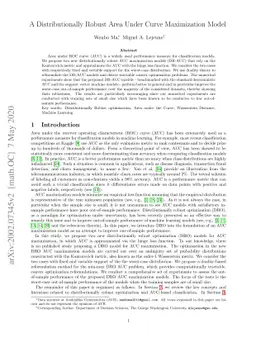 A Distributionally Robust Area Under Curve Maximization Model