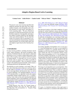 Adaptive Region-Based Active Learning