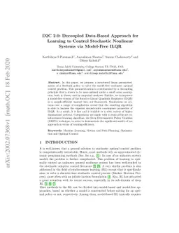 D2C 2.0: Decoupled Data-Based Approach for Learning to Control
  Stochastic Nonlinear Systems via Model-Free ILQR