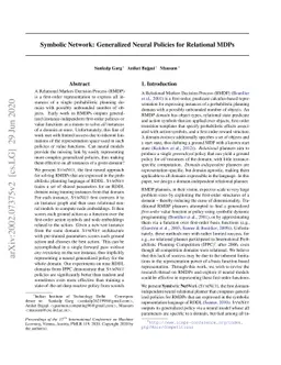 Symbolic Network: Generalized Neural Policies for Relational MDPs