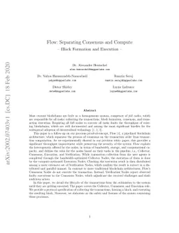 Flow: Separating Consensus and Compute -- Block Formation and Execution