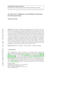 An Overview of Distance and Similarity Functions for Structured Data