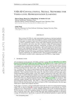 V4D:4D Convolutional Neural Networks for Video-level Representation
  Learning