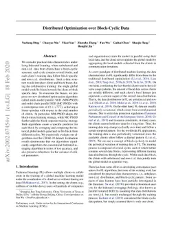 Distributed Optimization over Block-Cyclic Data