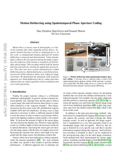 Motion Deblurring using Spatiotemporal Phase Aperture Coding