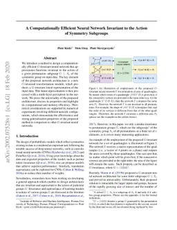 A Computationally Efficient Neural Network Invariant to the Action of
  Symmetry Subgroups