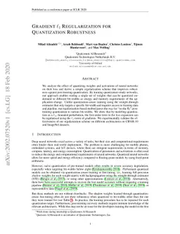 Gradient $\ell_1$ Regularization for Quantization Robustness
