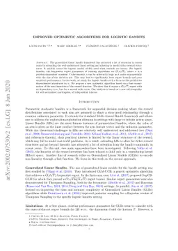 Improved Optimistic Algorithms for Logistic Bandits