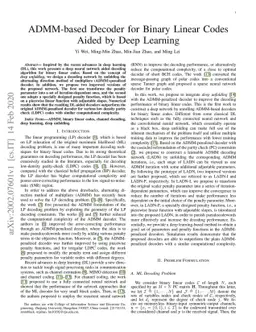 ADMM-based Decoder for Binary Linear Codes Aided by Deep Learning