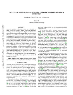 Multi-Task Siamese Neural Network for Improving Replay Attack Detection