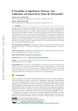 A Possibility in Algorithmic Fairness: Can Calibration and Equal Error
  Rates Be Reconciled?