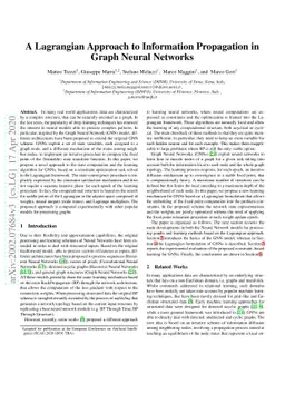 A Lagrangian Approach to Information Propagation in Graph Neural
  Networks