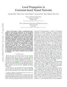Local Propagation in Constraint-based Neural Network