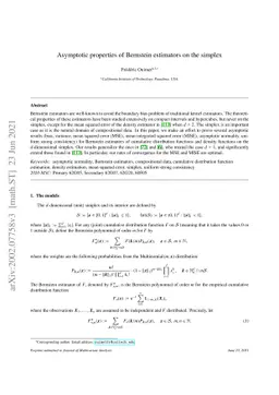 Asymptotic properties of Bernstein estimators on the simplex