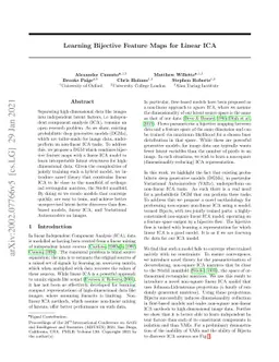 Learning Bijective Feature Maps for Linear ICA