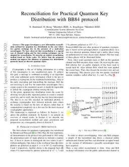 Reconciliation for Practical Quantum Key Distribution with BB84 protocol