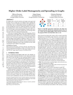 Higher-Order Label Homogeneity and Spreading in Graphs