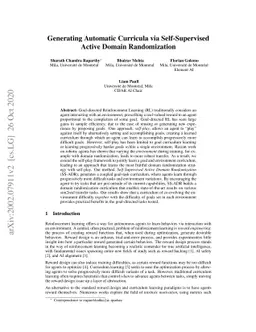 Generating Automatic Curricula via Self-Supervised Active Domain
  Randomization
