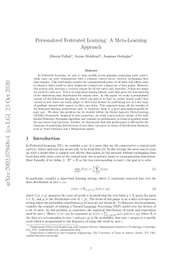 Personalized Federated Learning: A Meta-Learning Approach