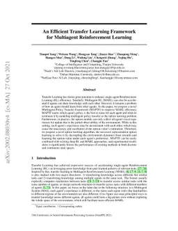 An Efficient Transfer Learning Framework for Multiagent Reinforcement
  Learning