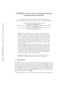 LAMBERT: Layout-Aware (Language) Modeling for information extraction