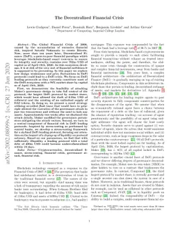 The Decentralized Financial Crisis