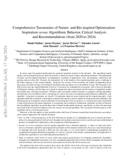 Comprehensive Taxonomies of Nature- and Bio-inspired Optimization:
  Inspiration versus Algorithmic Behavior, Critical Analysis and
  Recommendations (from 2020 to 2024)