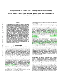 Using Hindsight to Anchor Past Knowledge in Continual Learning